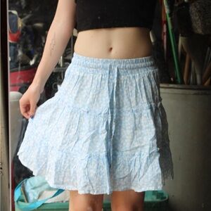 Princess Polly Sky Blue Floral Skirt